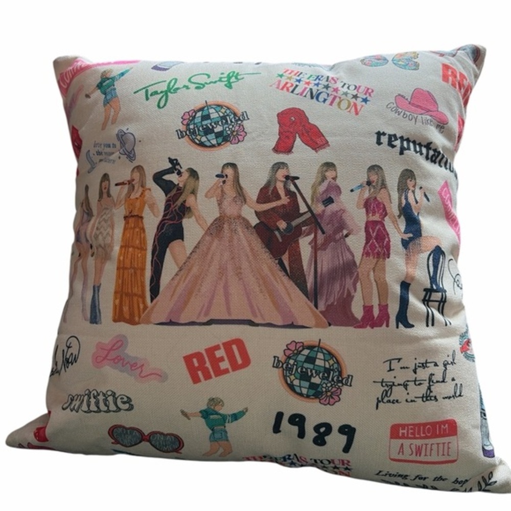 Taylor Swift Eras Tour Pillow Arlington TX Fan Made Merch 18x18